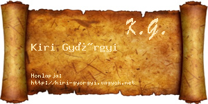 Kiri Györgyi névjegykártya